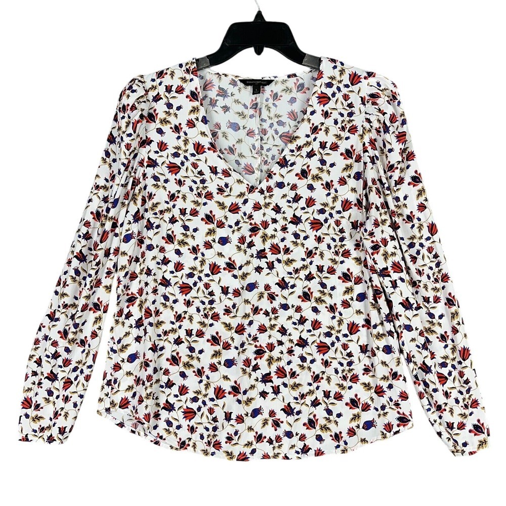 Banana Republic Blouse Womens L Ditzy Floral Long Sleeve Romantic‎ Feminine Chic